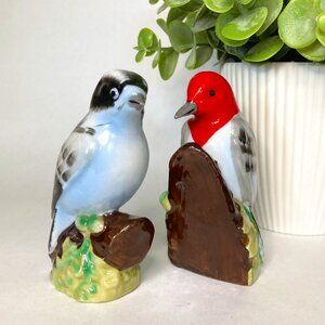 Vintage Woodpecker Salt and Pepper Shakers Ceramic Japan